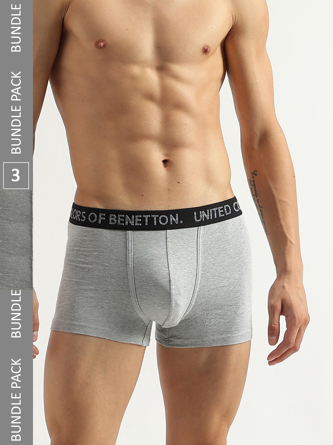 

United Colors of Benetton Pack Of 3 Low Rise Trunks 23P3MENUC182I901S, Grey