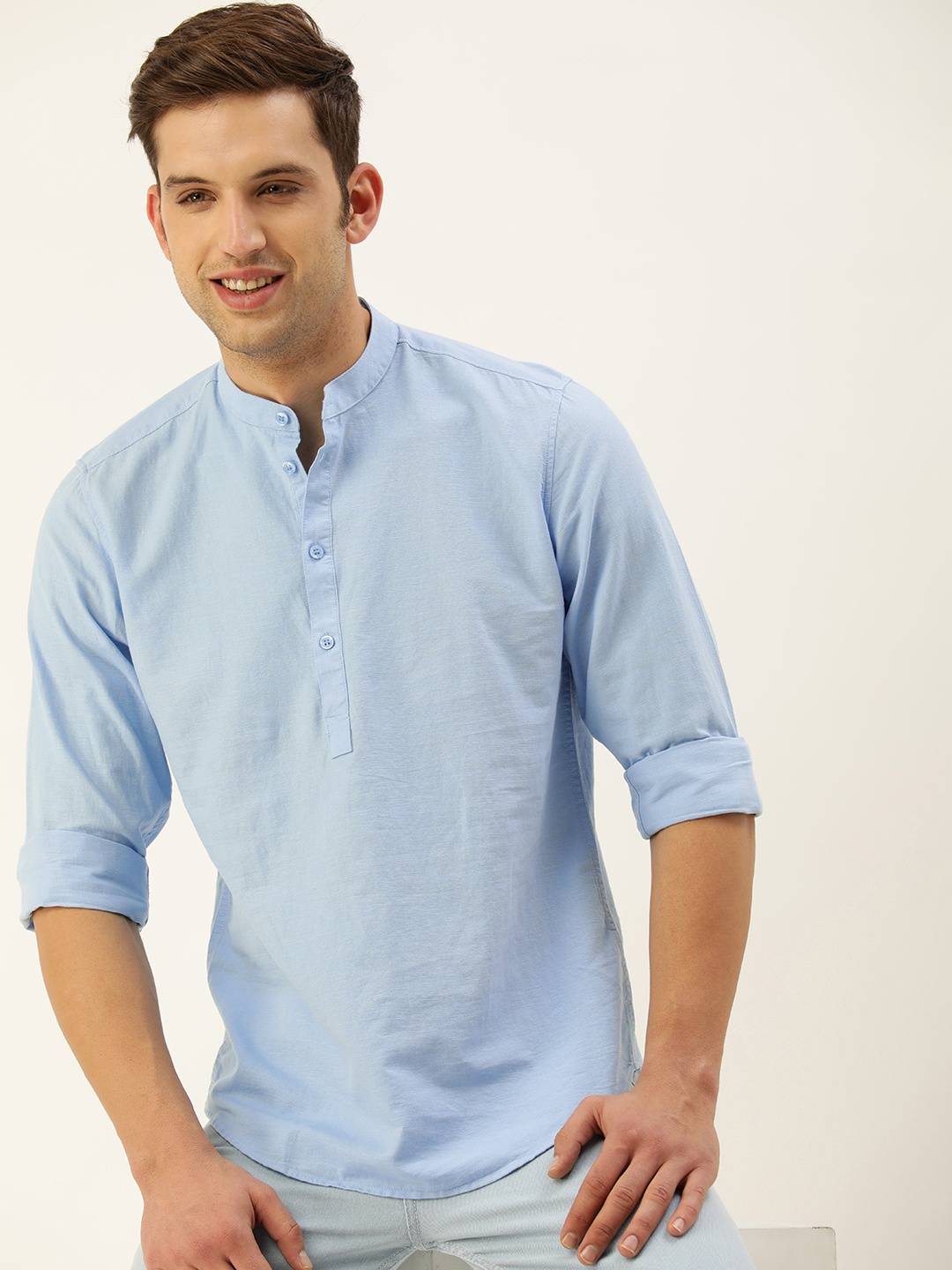 

Mast & Harbour Men Standard Opaque Casual Shirt, Blue