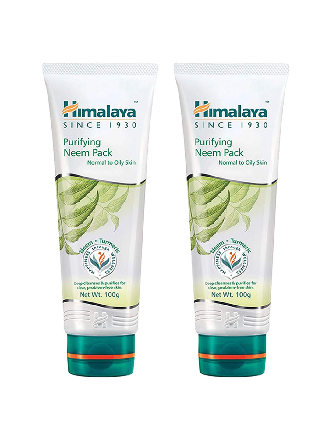 

Himalaya Set of 2 Purifying Neem Face Pack with Turmeric for Oily Skin - 100g Each, Green