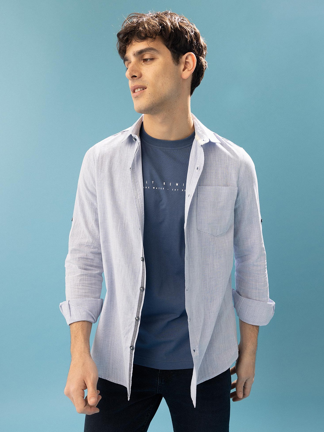

DeFacto Comfort Casual Cotton Shirt, Blue