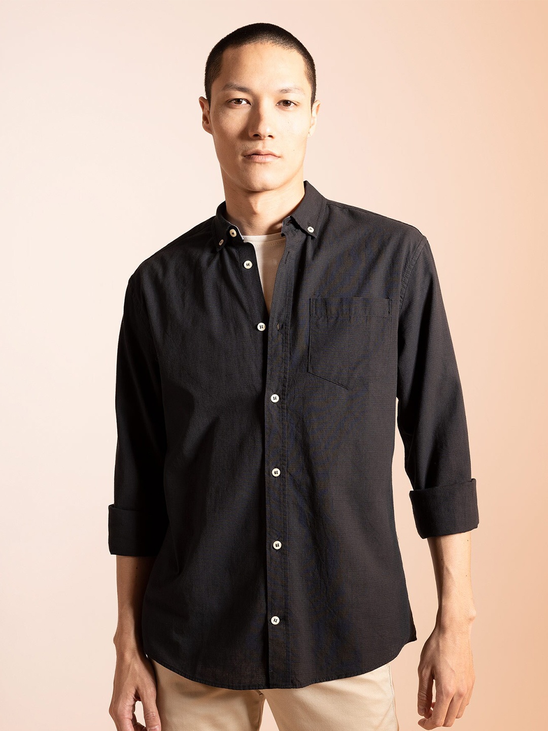 

DeFacto Long Sleeves Pure Cotton Casual Shirt, Black