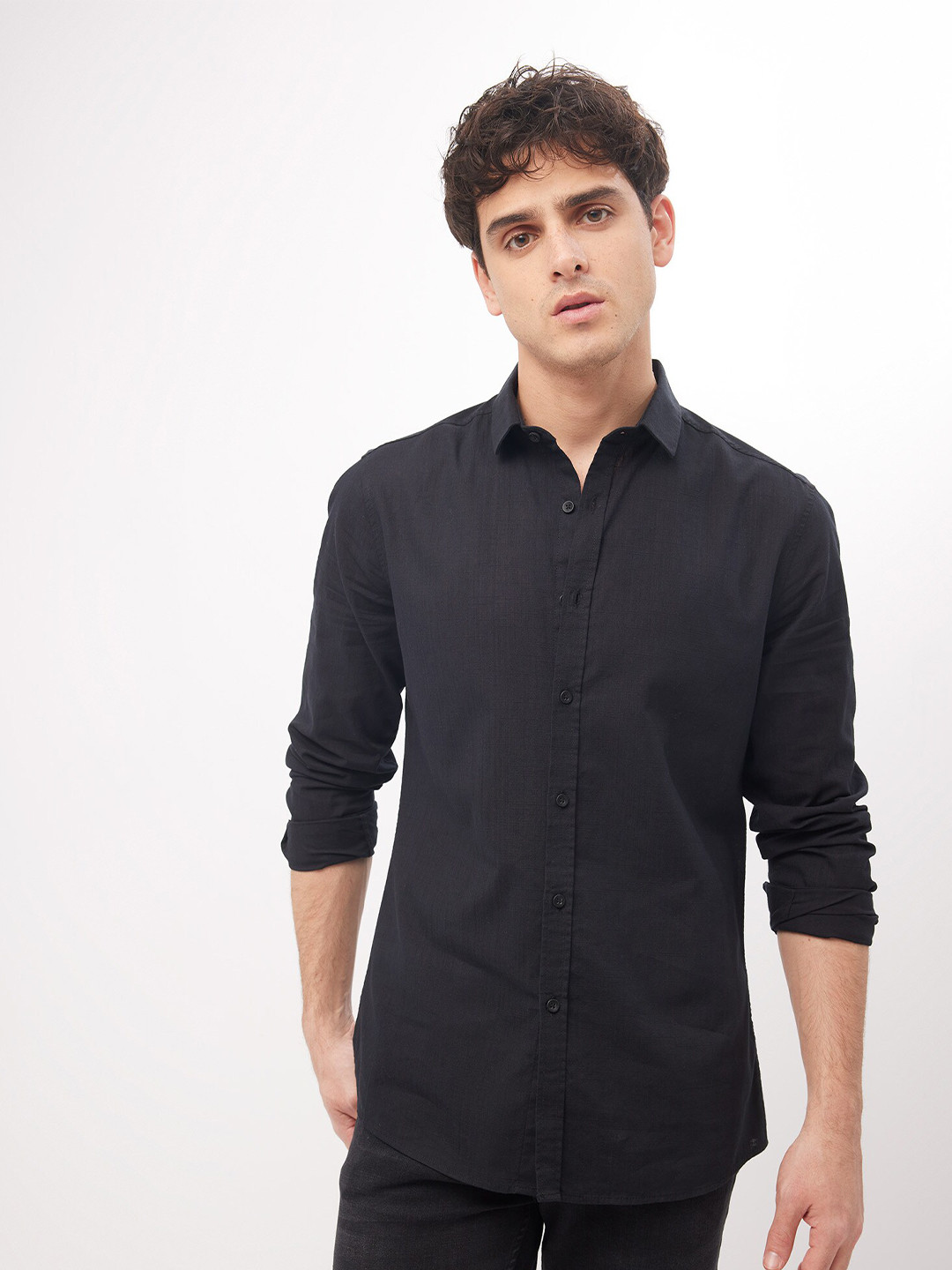 

DeFacto Long Sleeves Pure Cotton Casual Shirt, Black