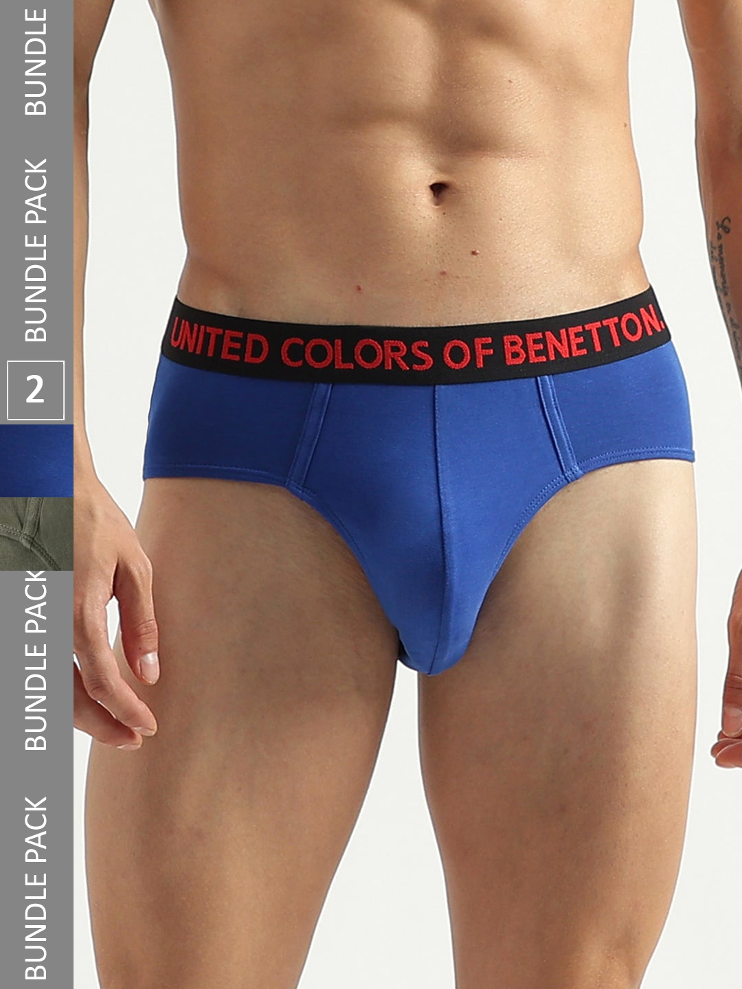 

United Colors of Benetton Pack Of 2 Low Rise Briefs 23P3MENUC141I905XL, Blue