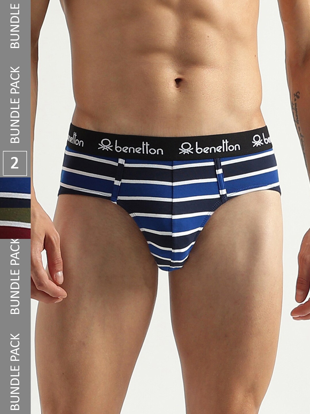 

United Colors of Benetton Pack Of 2 Printed Basic Briefs 23P3MENUC155I902XL, Black