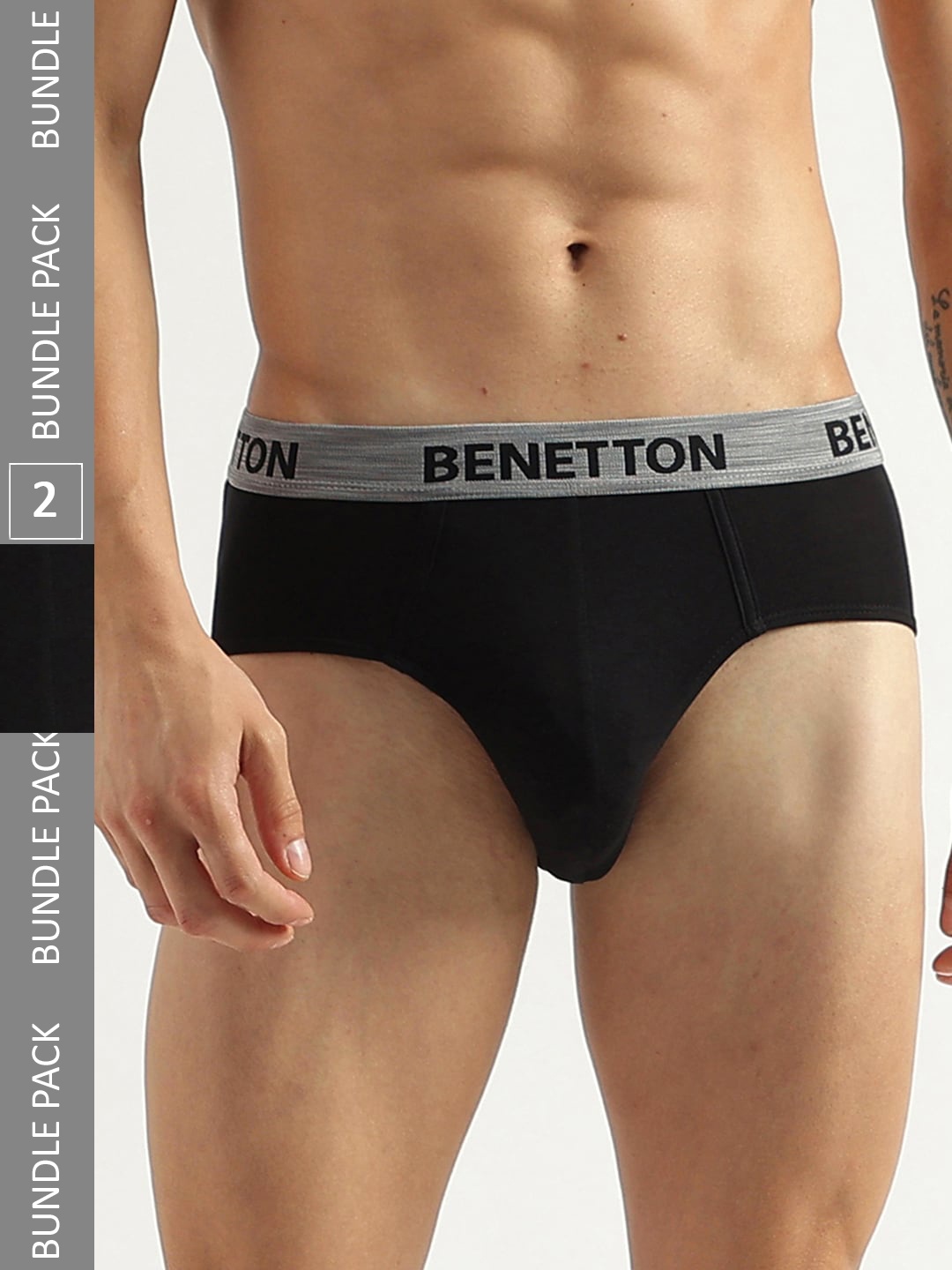 

United Colors of Benetton Pack Of 2 Low Rise Briefs 23P3MENUC143I906S, Black