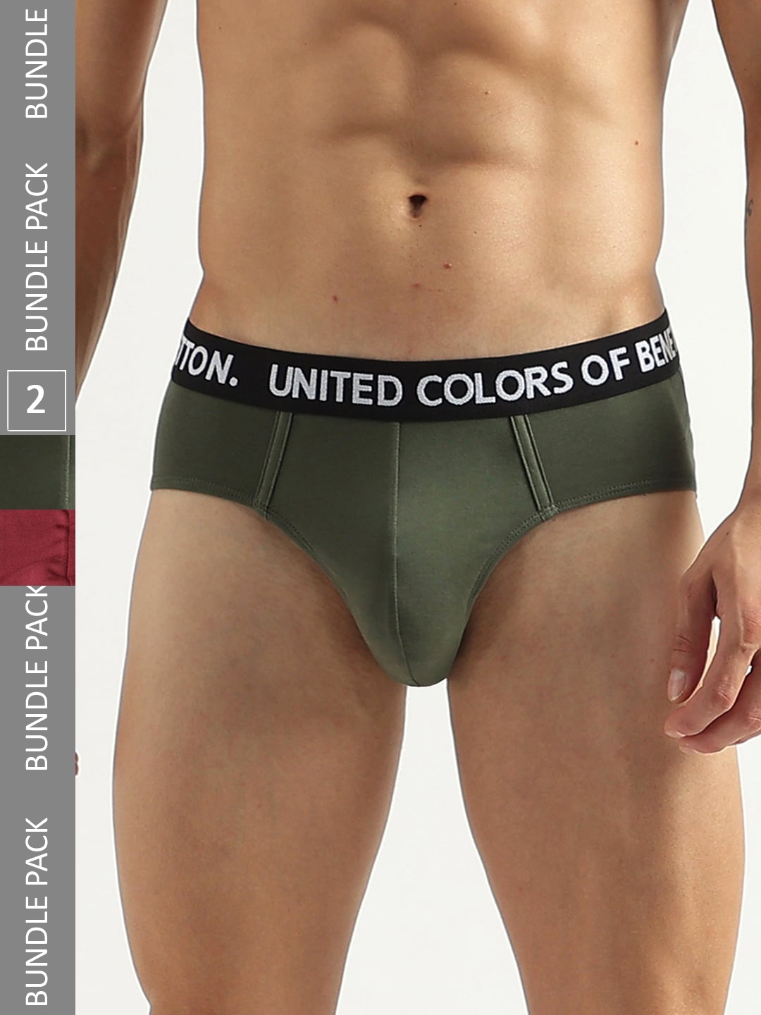 

United Colors of Benetton Men Pack Of 2 Low Rise Basic Briefs 23P3MENUC141I902S, Maroon