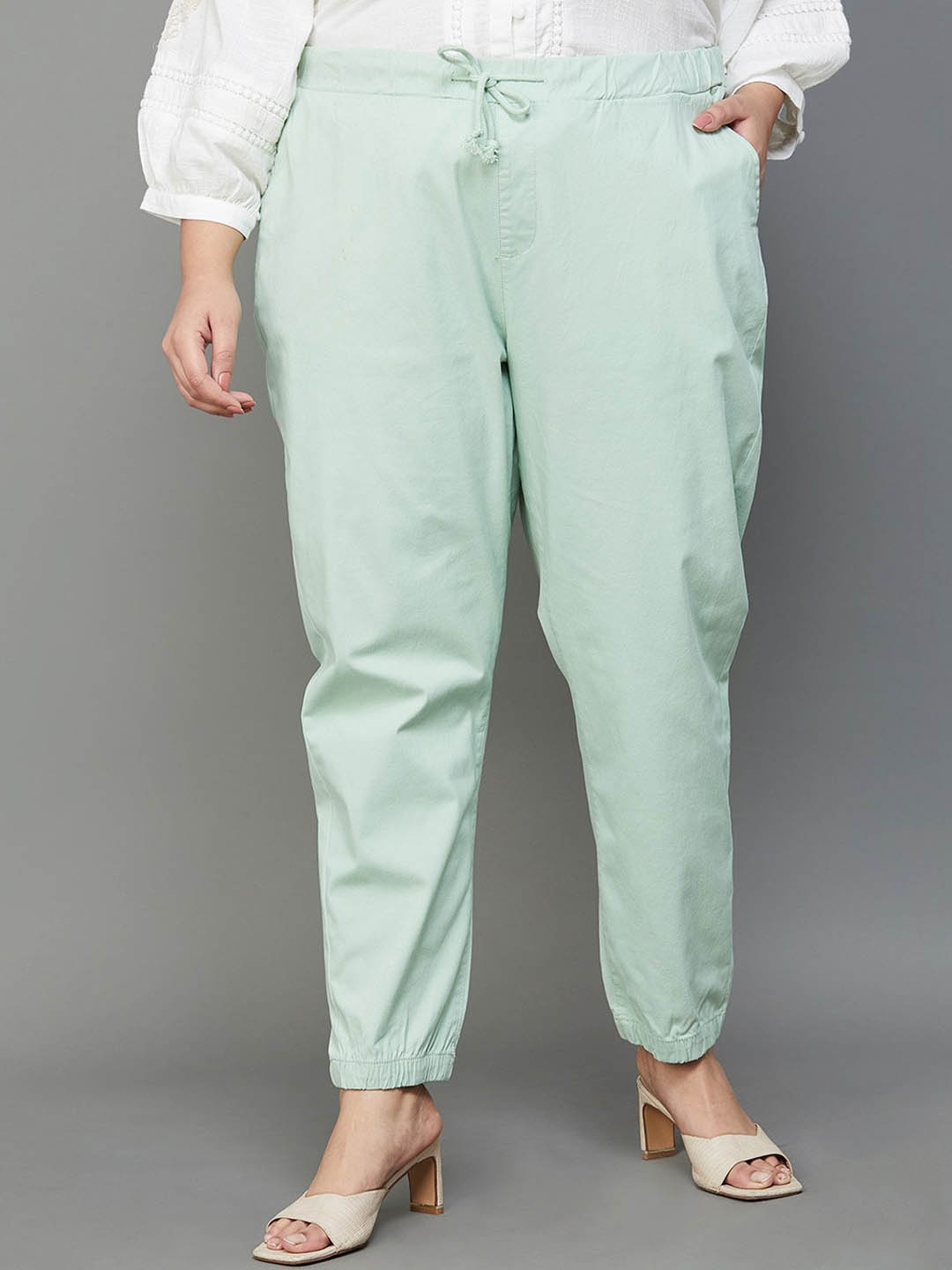 

Nexus by Lifestyle Mid-Rise Plus Size Regular Cotton Trousers, Green