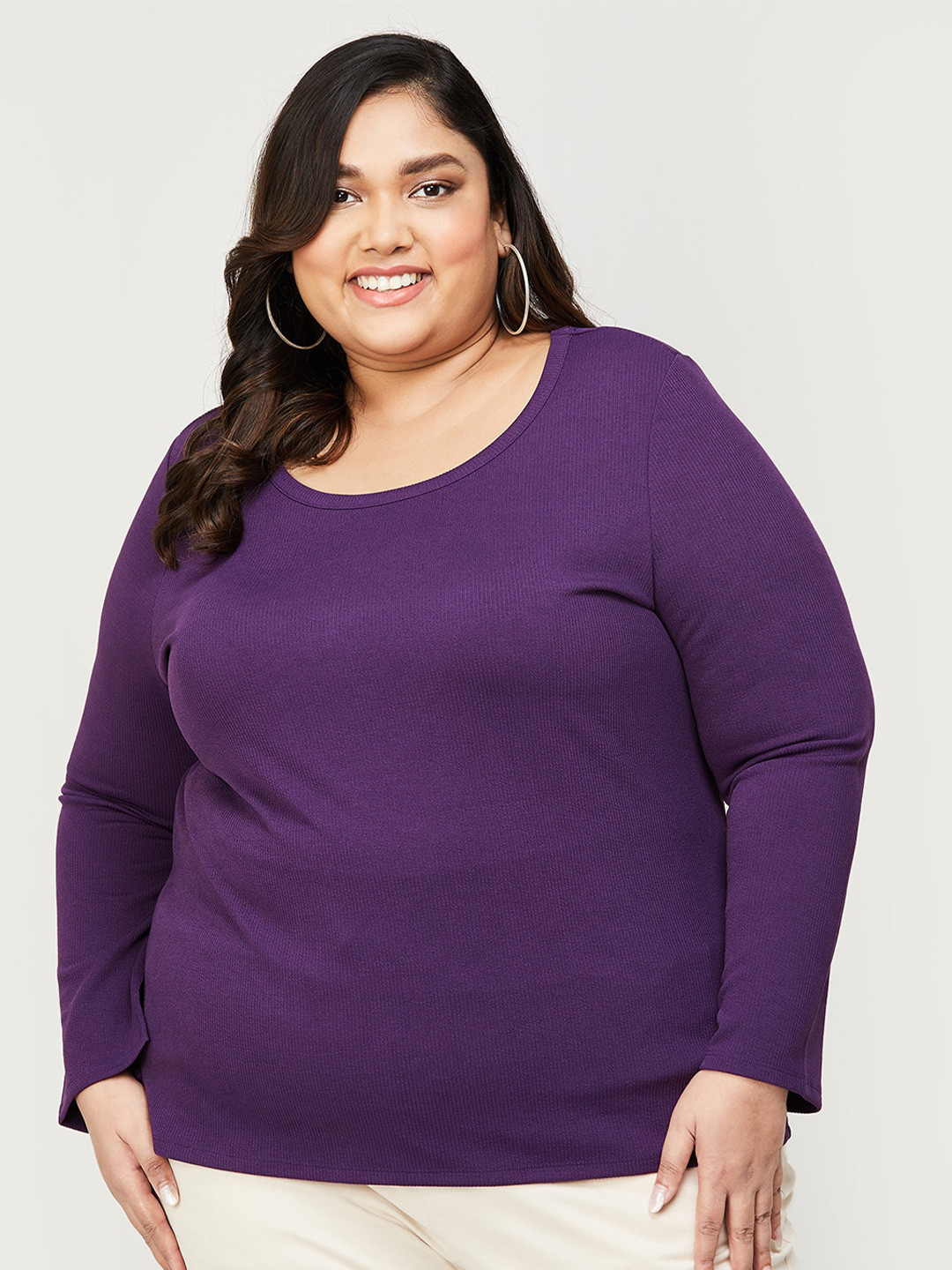 

Nexus by Lifestyle Plus Size Ribbed Fitted Top, Purple