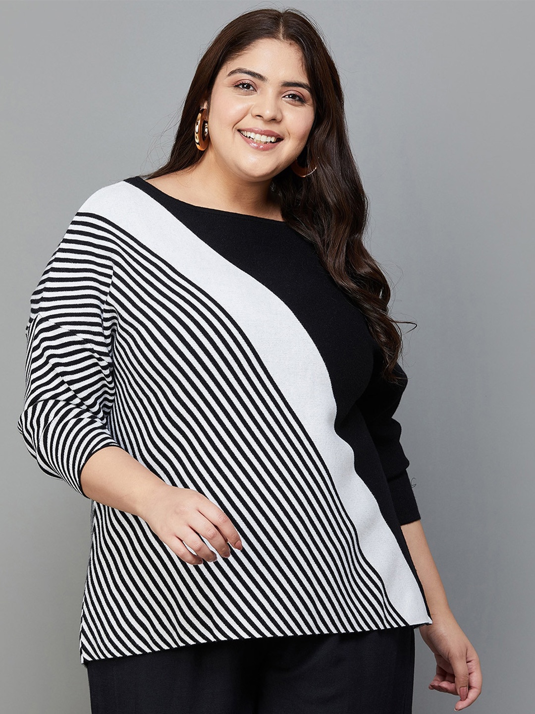 

Nexus by Lifestyle Striped Plus Size Long Sleeve Sweatshirt, White