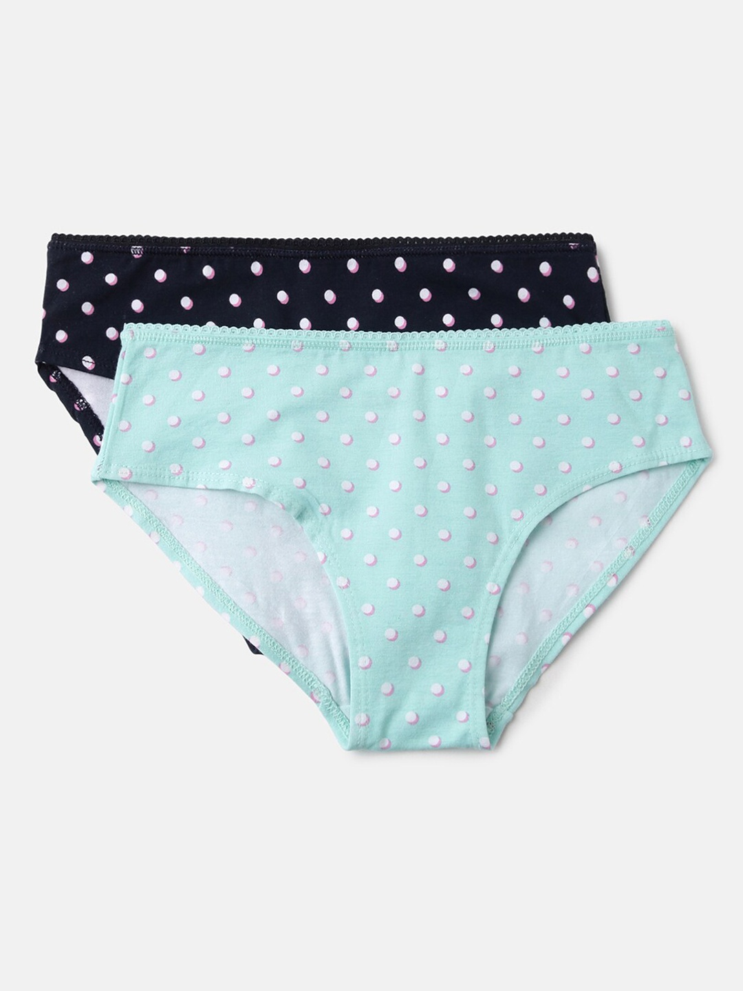 

United Colors of Benetton Girls Pack Of 2 Polka Dots Low Rise Briefs, Turquoise blue