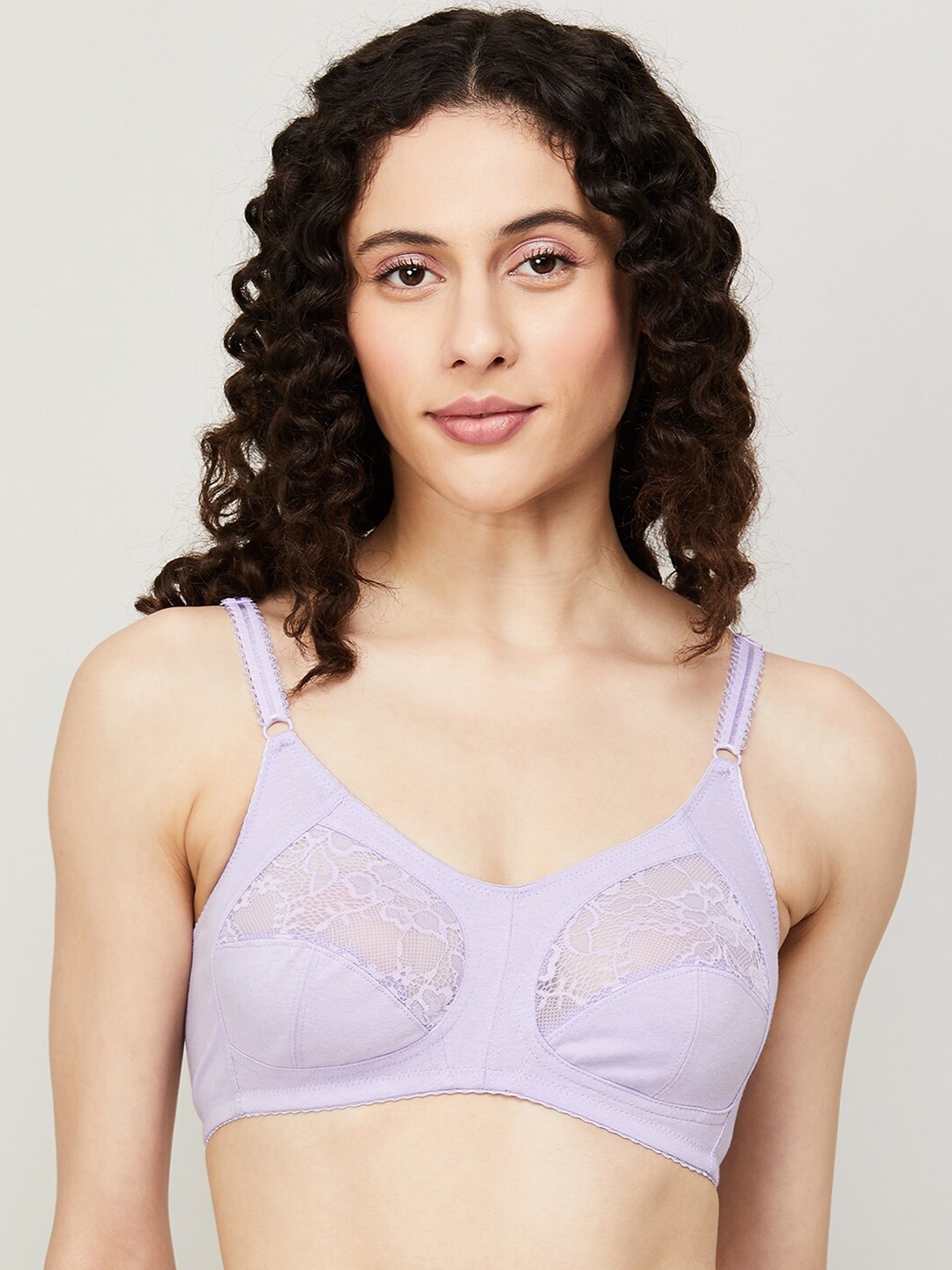 

Ginger by Lifestyle Floral Lace Half Coverage Bra All Day Comfort, Lavender