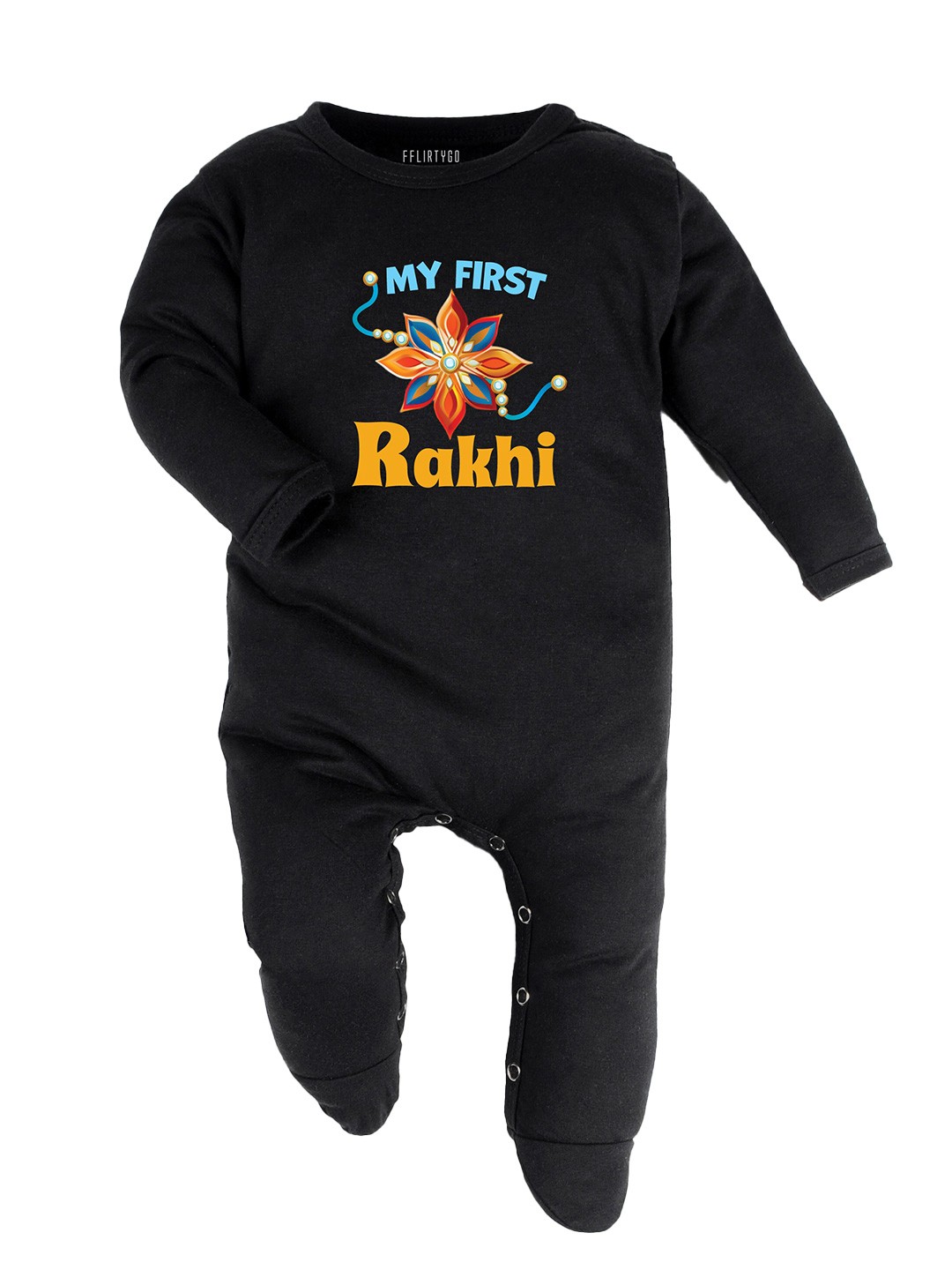 

FFLIRTYGO Infant Unisex Typography Printed Pure Cotton Sleepsuit, Black