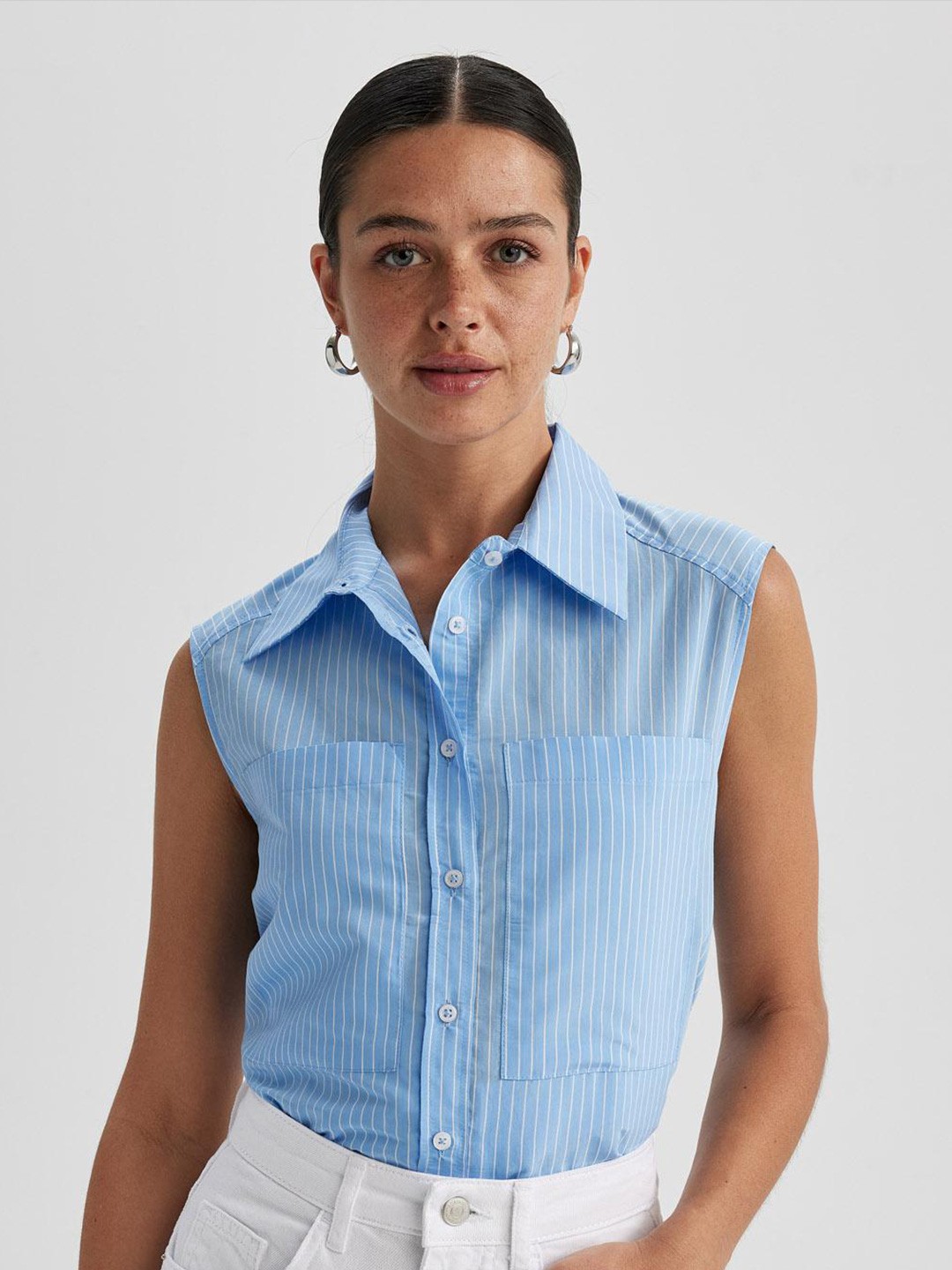 

DeFacto Vertical Striped Spread Collar Casual Shirt, Blue