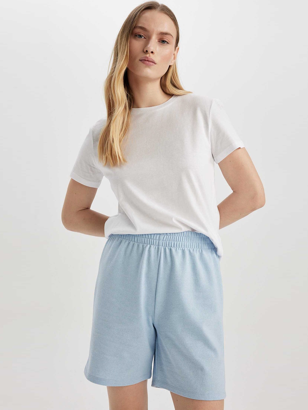 

DeFacto Women Mid-Rise Regular Shorts, Blue