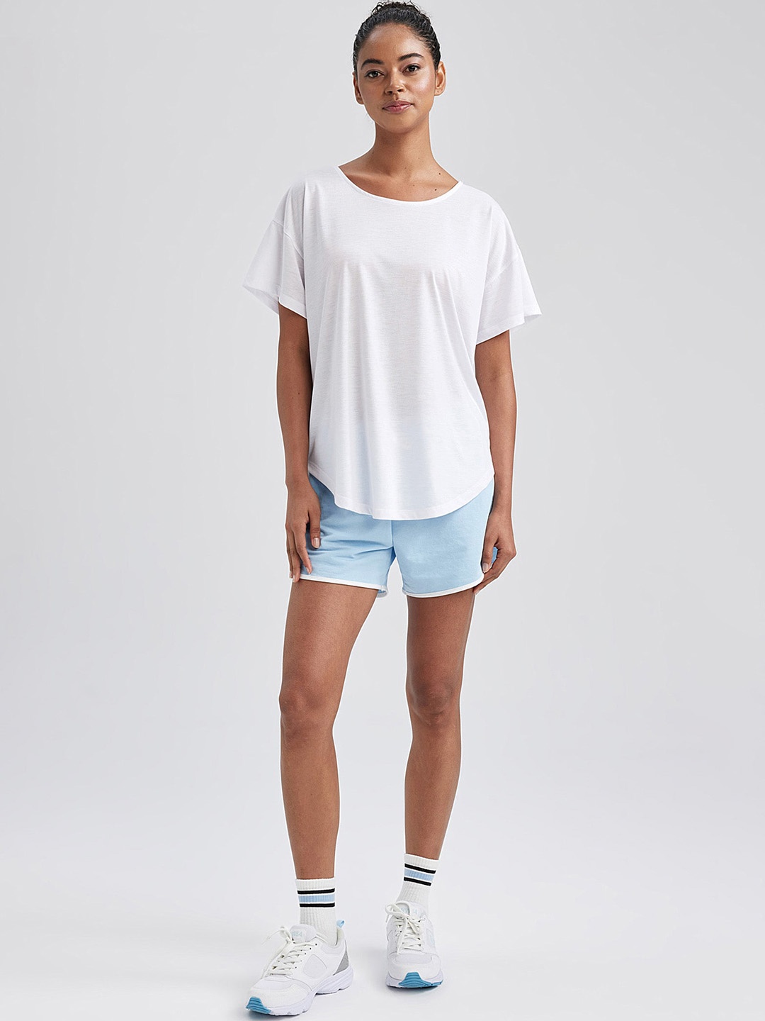 

DeFacto Women Mid-Rise Sports Shorts, Blue