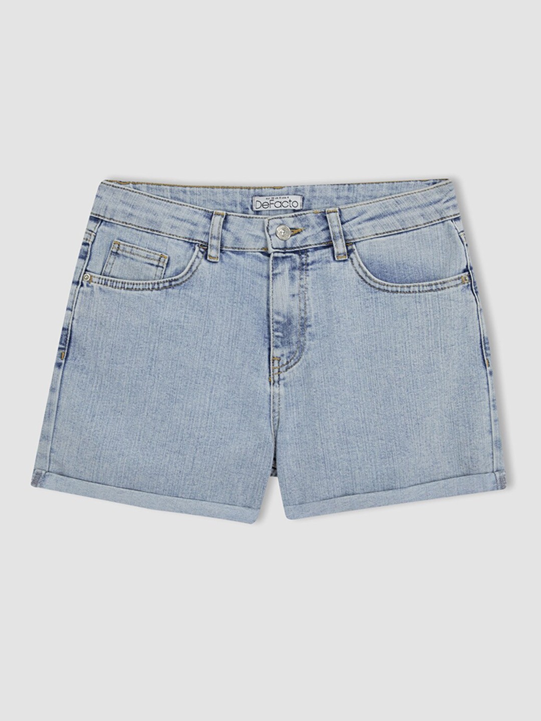

DeFacto Women Mid-Rise Cotton Denim Shorts, Blue