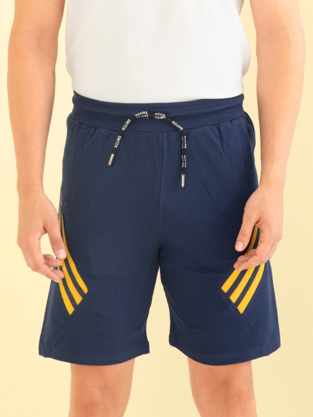 

Snitch Men Navy Blue Mid-Rise Cotton Regular Shorts