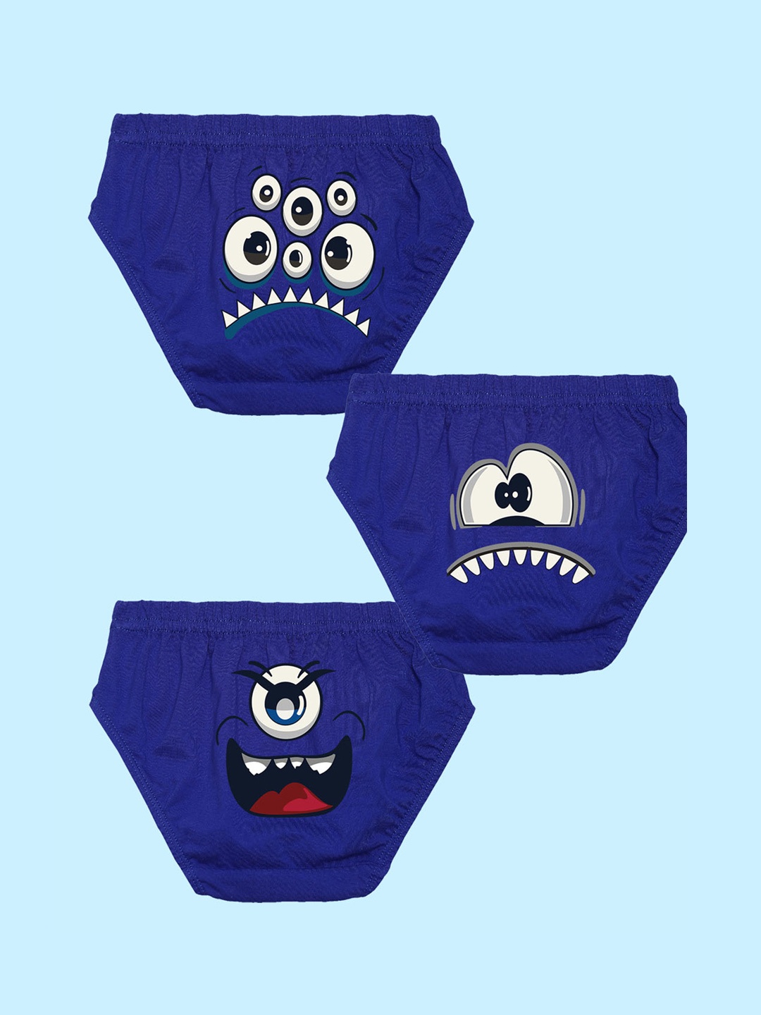 

NUSYL Boys Pack Of 3 Printed Pure Cotton Basic Briefs NUBCBRFPO3.0096, Navy blue