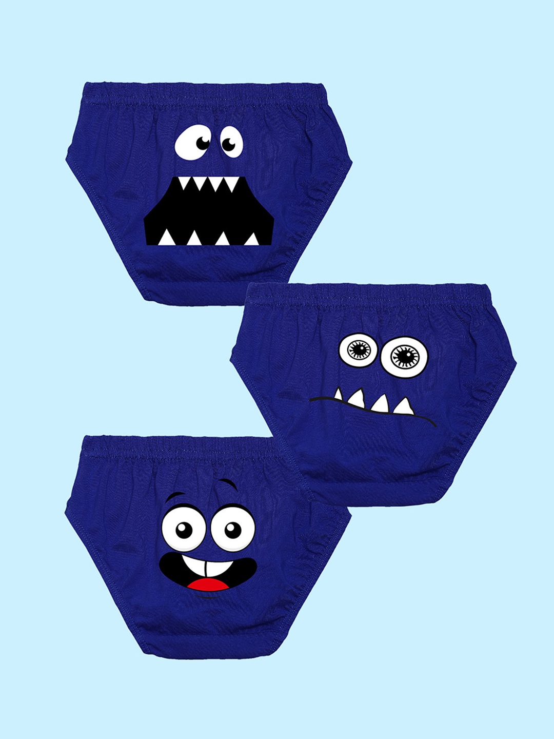 

NUSYL Boys Pack Of 3 Printed Pure Cotton Basic Briefs NUBCBRFPO3.0104, Blue