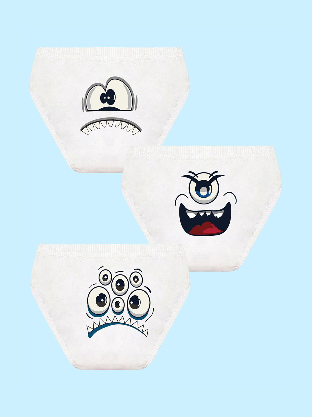 

NUSYL Boys Pack Of 3 Pure Cotton Printed Briefs NUBCBRFPO3.0094, White