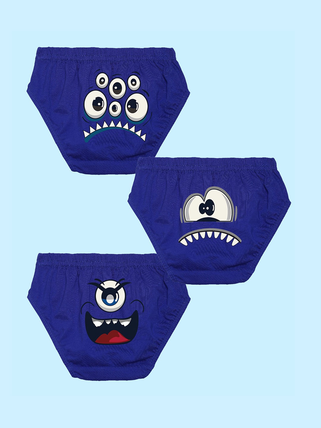 

NUSYL Boys Pack Of 3 Printed Pure Cotton Basic Briefs NUBCBRFPO3.0096, Blue