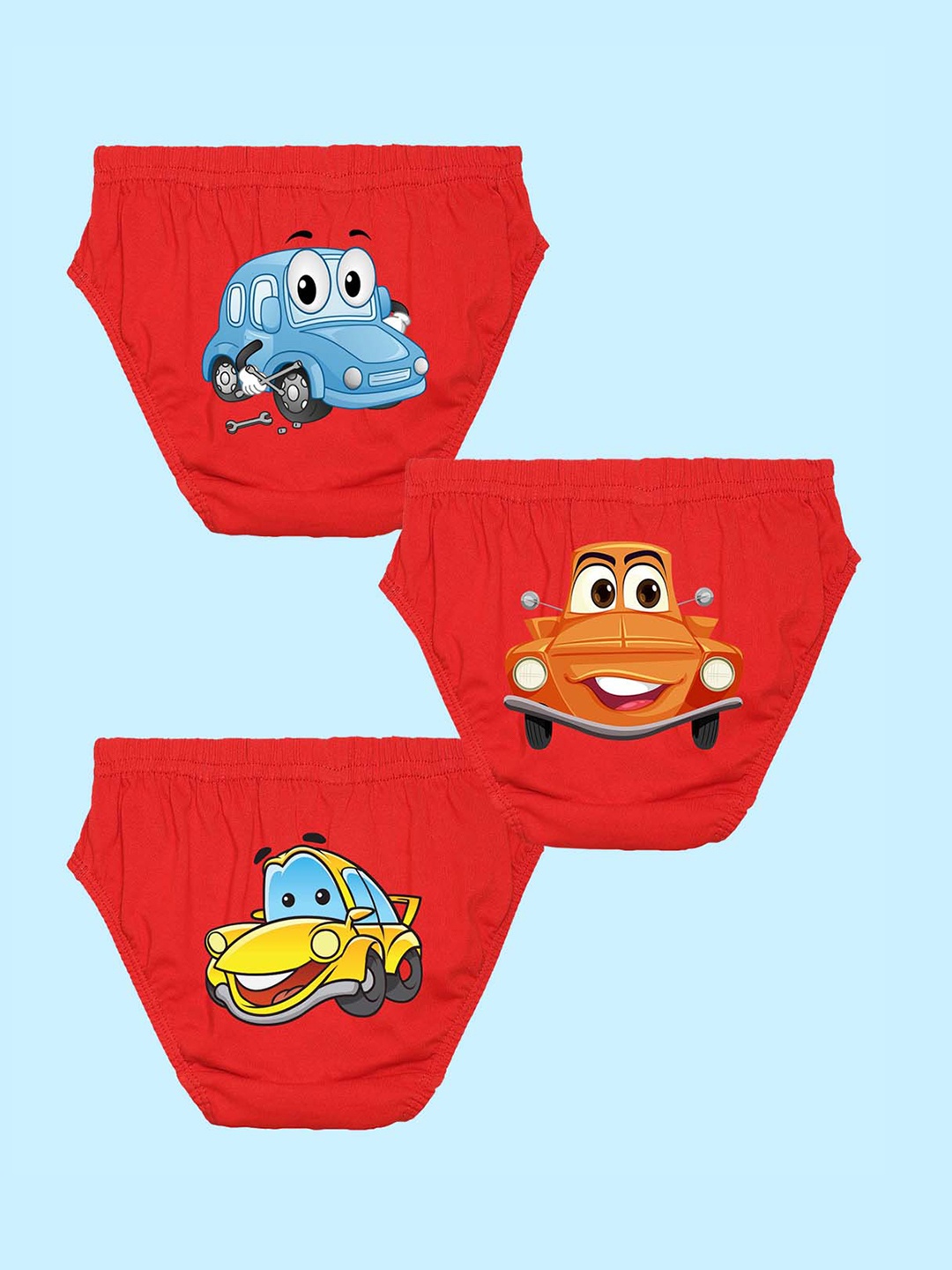 

NUSYL Boys Pack of 3 Printed Mid Rise Basic Briefs NUBCBRFPO3.0111, Red