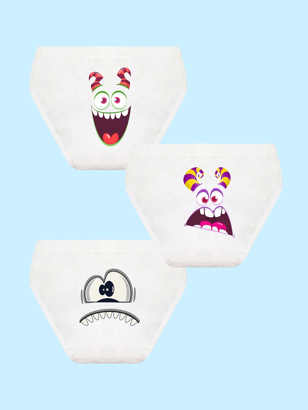 

NUSYL Boys Pack Of 3 Printed Pure Cotton Basic Briefs NUBCBRFPO3.0105, White