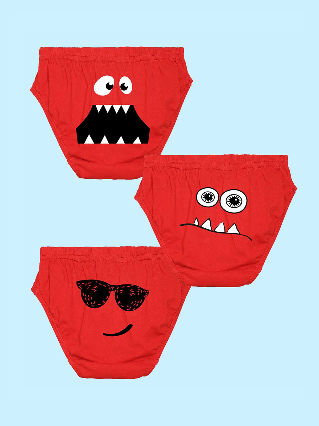 

NUSYL Boys Pack Of 3 Printed Cotton Briefs NUBCBRFPO3.0092, Red