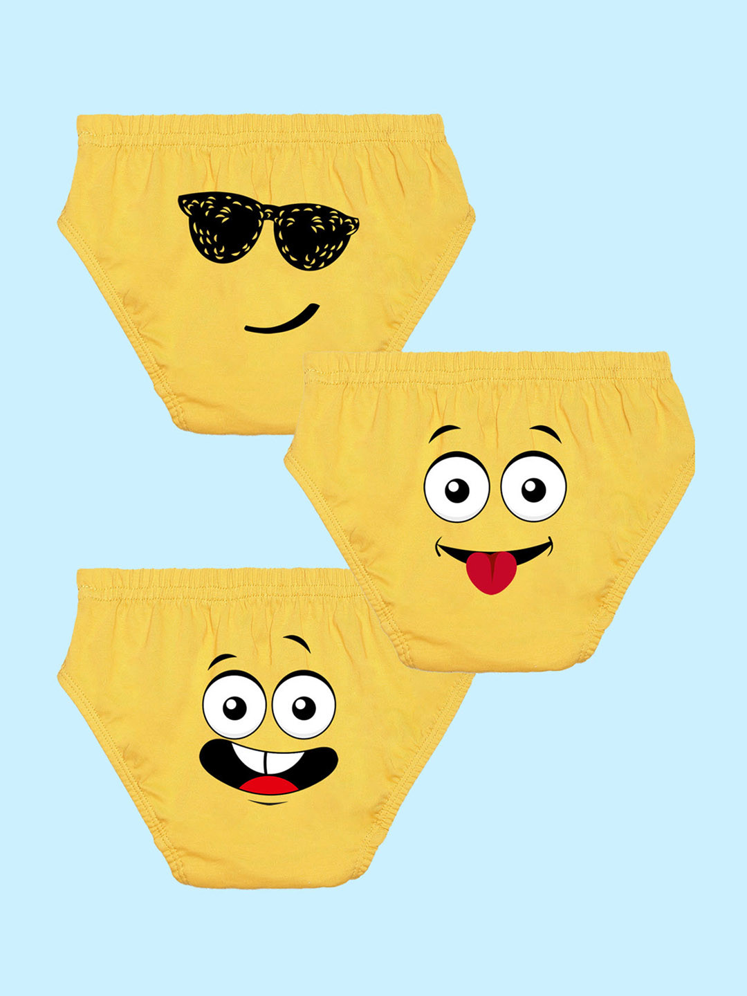 

NUSYL Boys Pack of 3 Printed Pure Cotton Basic Briefs NUBCBRFPO3.0098, Yellow