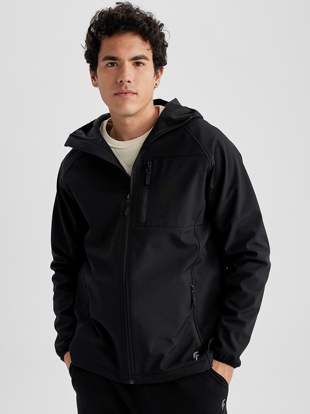 

DeFacto Hooded Zip Detail Talilored Jacket, Black