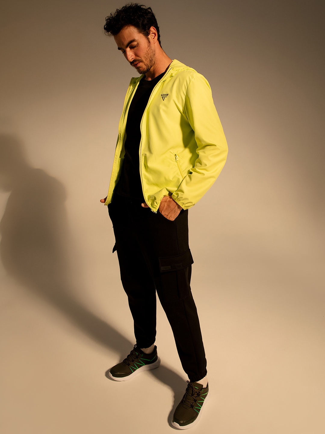 

DeFacto Hooded Biker Jacket, Lime green