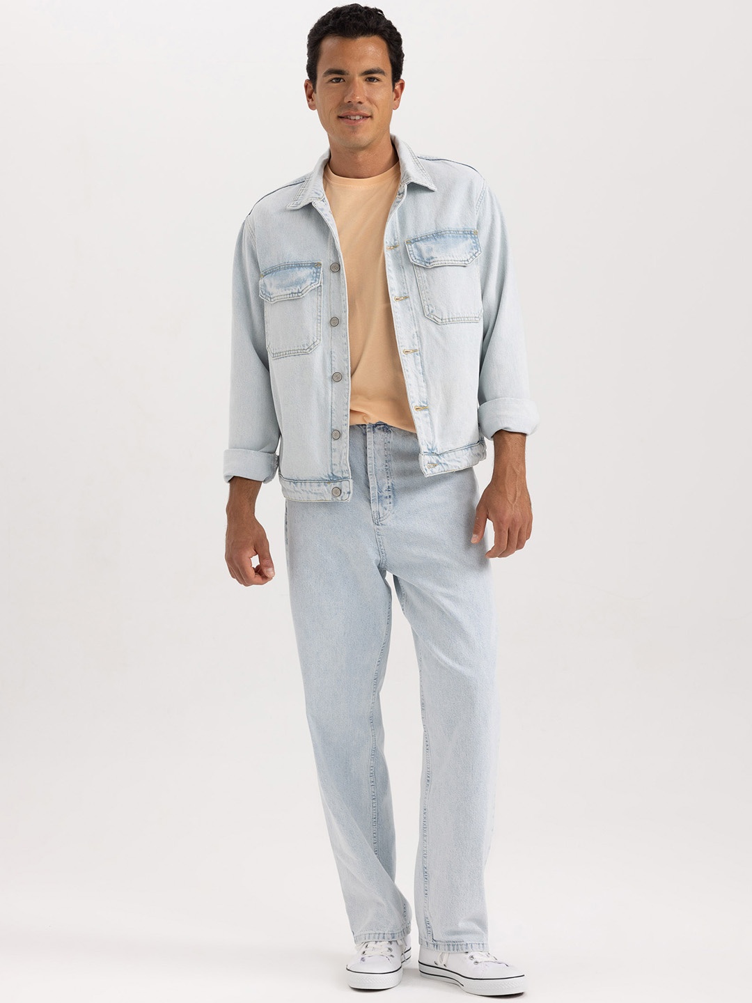 

DeFacto Spread Collar Cotton Denim Jacket, Blue