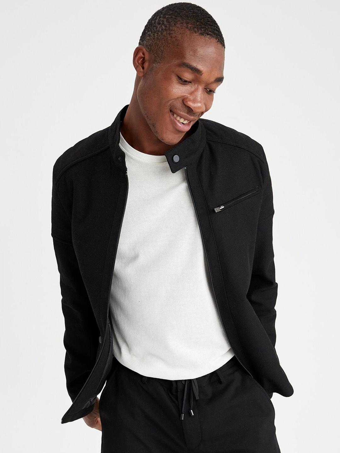 

DeFacto Stand Collar Bomber Jacket, Black