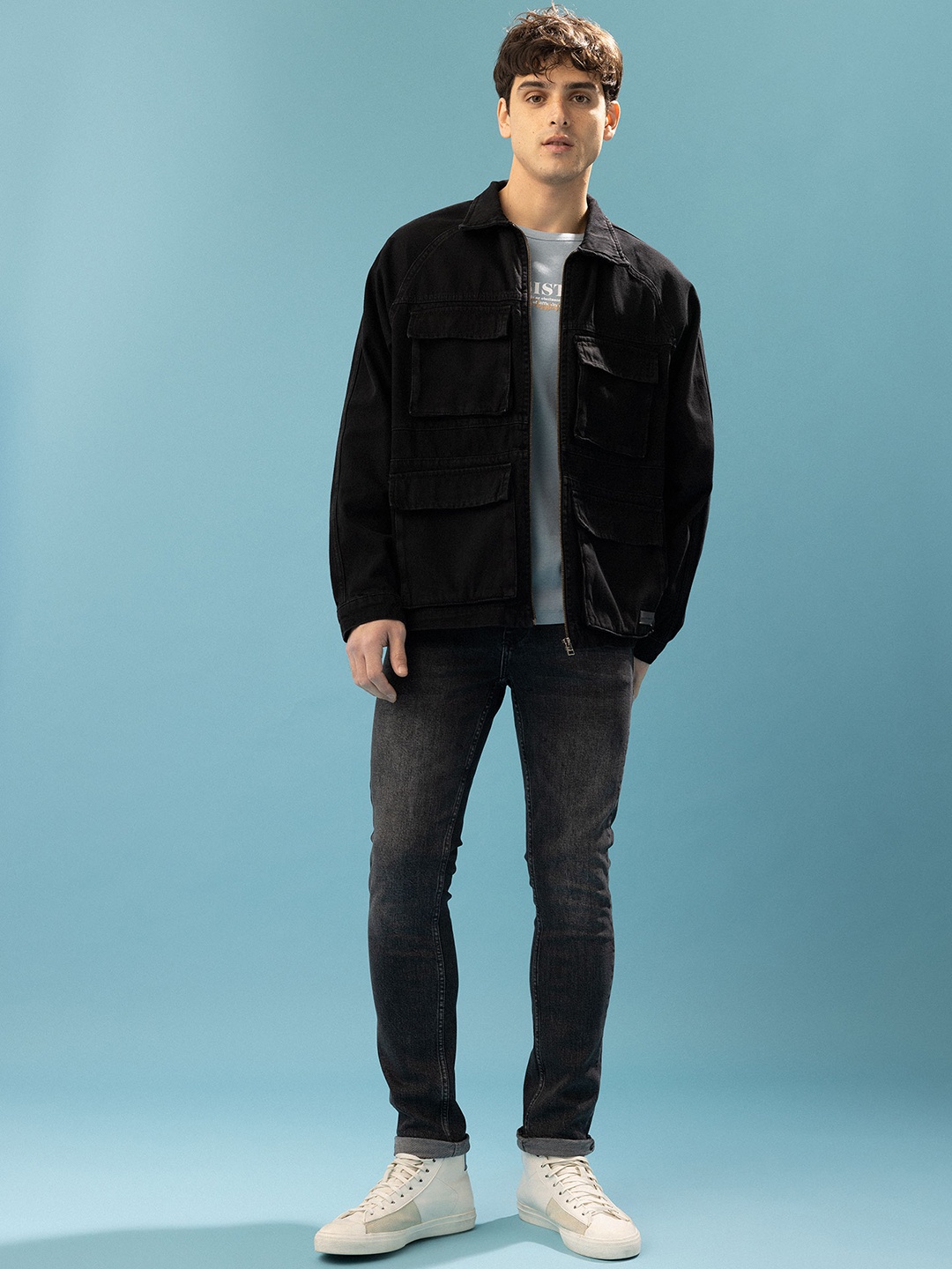 

DeFacto Spread Collar Pure Cotton Denim Jacket, Black