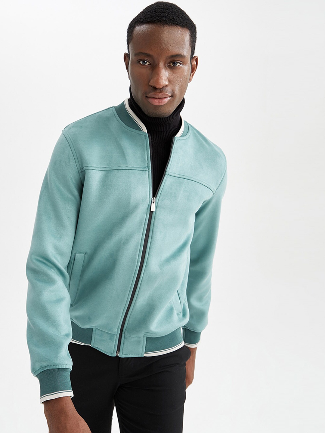 

DeFacto Stand Collar Bomber Jacket, Blue
