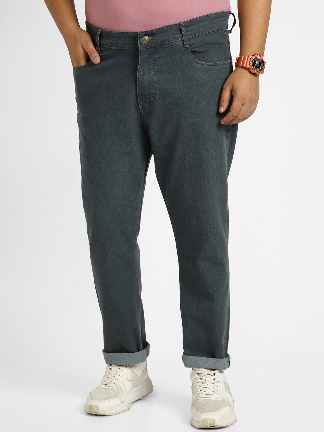 

Urbano Plus Men Clean Look Stretchable Jeans, Grey