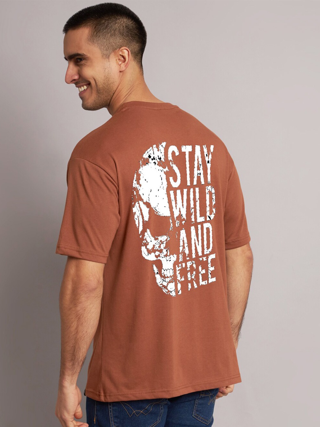 

The Modern Soul Typography Printed Oversize Fit T-shirt, Coffee brown