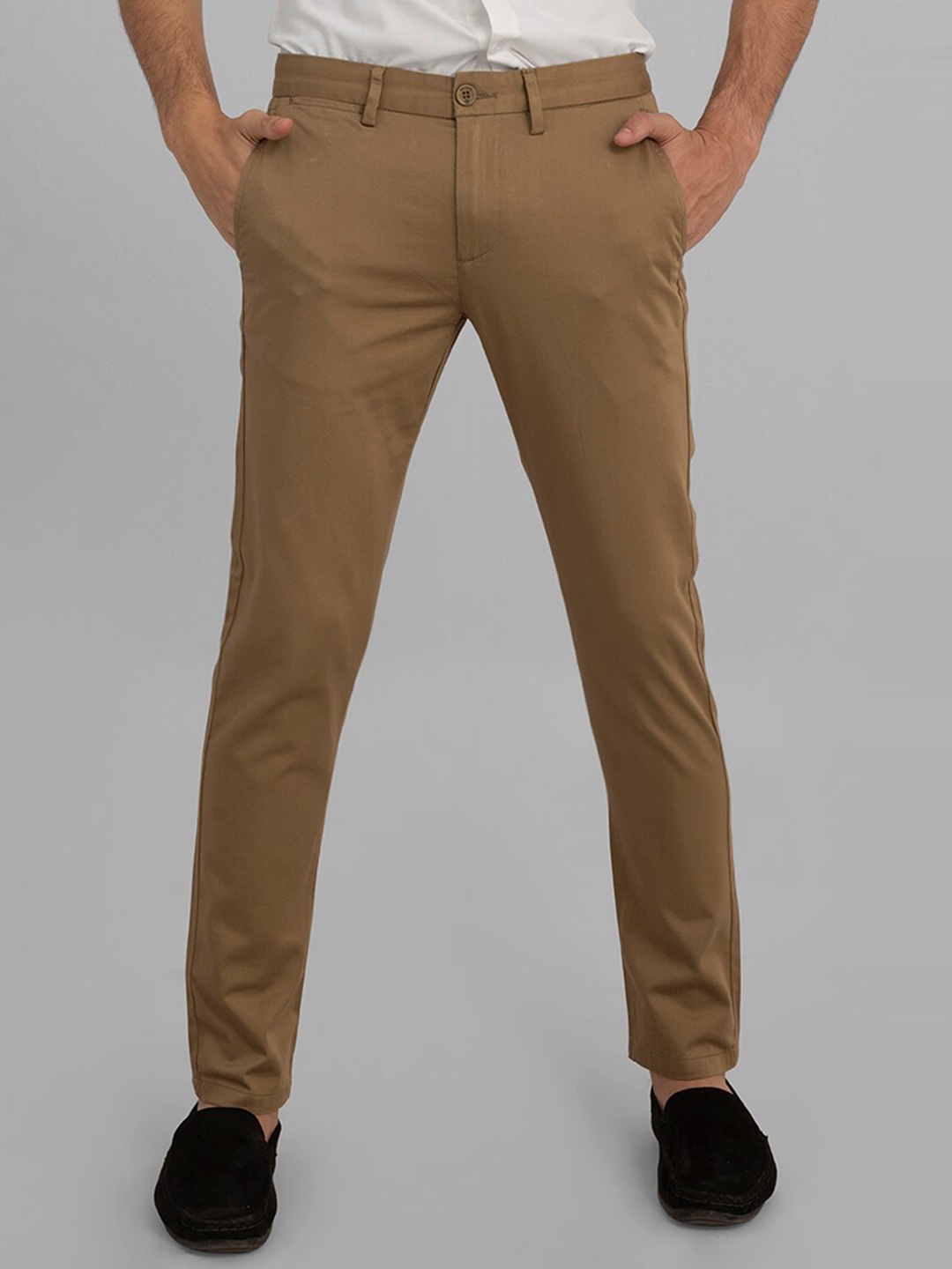 

Snitch Men Brown Mid-Rise Slim Fit Cotton Chinos Trousers