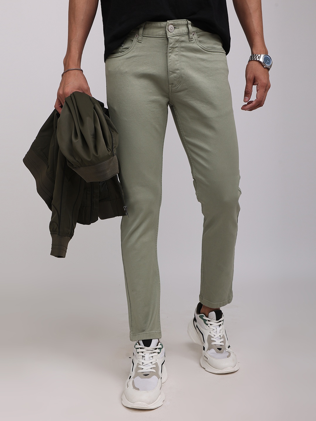 

Snitch Men Blue Mid-Rise Slim Fit Cotton Chinos Trousers