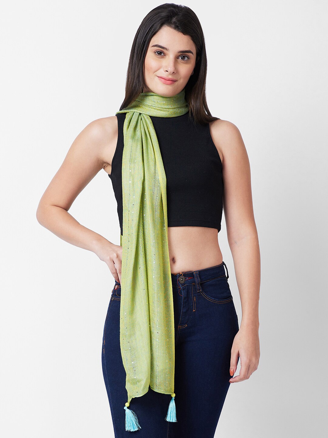 

Globus Women Green Self Design Scarf