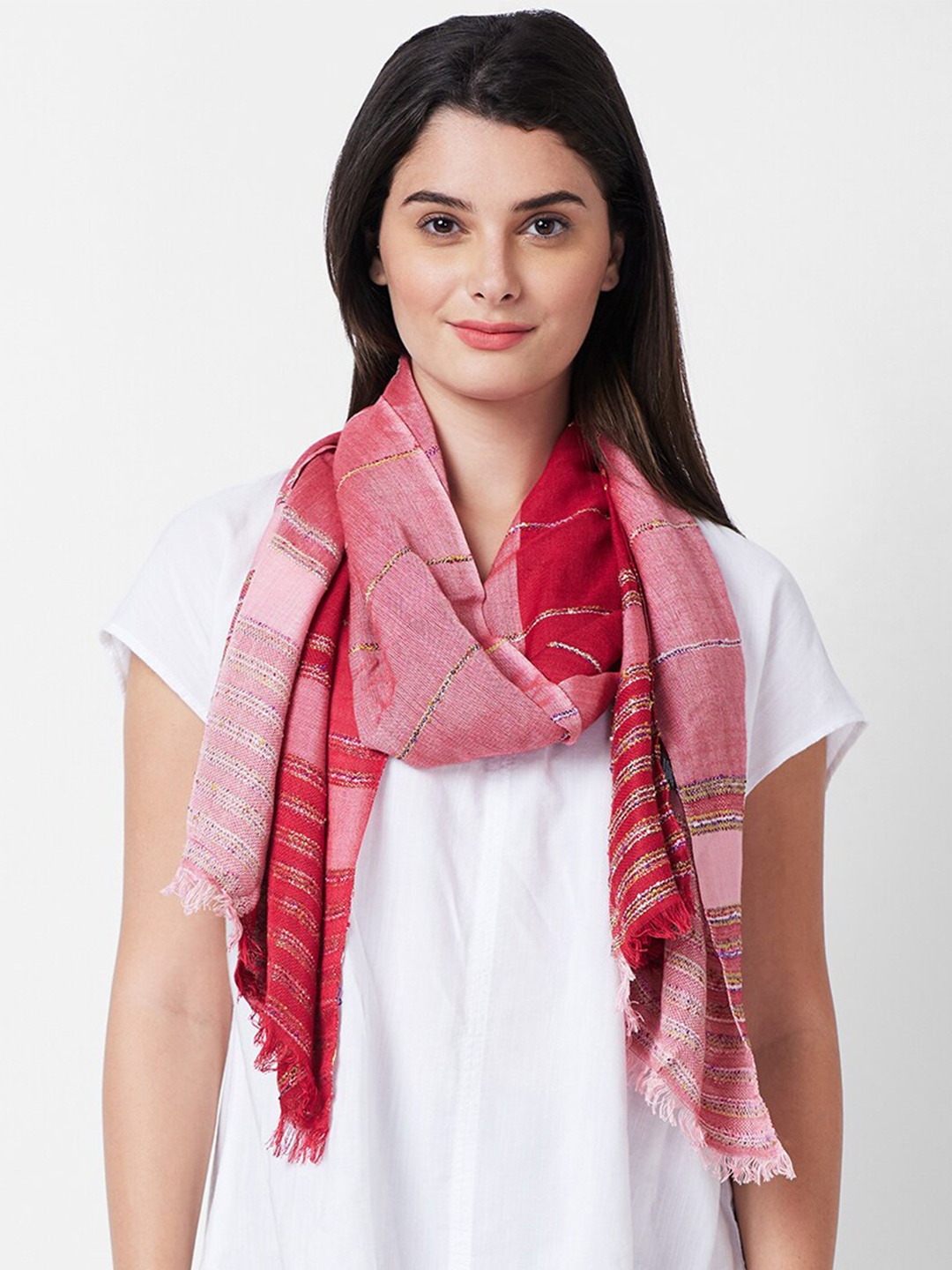 

Globus Women Red & Pink Striped Scarf