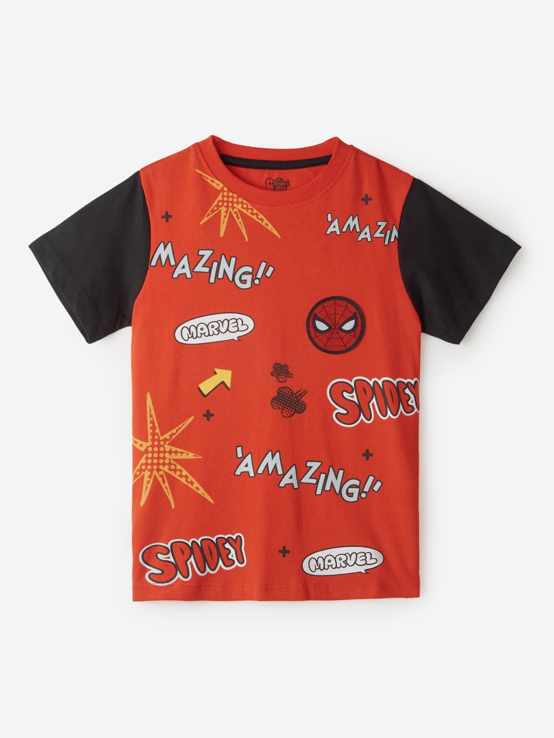 

The Souled Store Boys Red & Black Spider Man Printed Pure Cotton Casual T-shirt