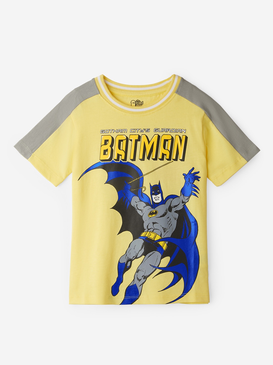 

The Souled Store Boys Yellow & Grey Batman Printed Pure Cotton Casual T-shirt