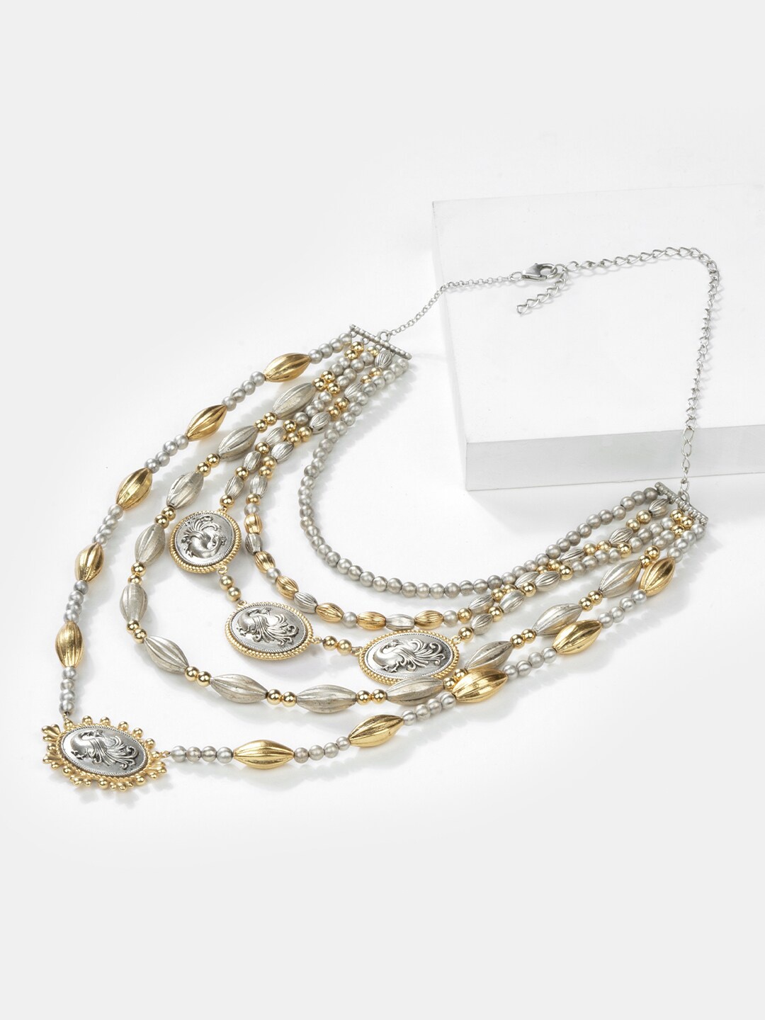 

SHAYA 925 Sterling Silver Gold Plated Beaded Layered Necklace