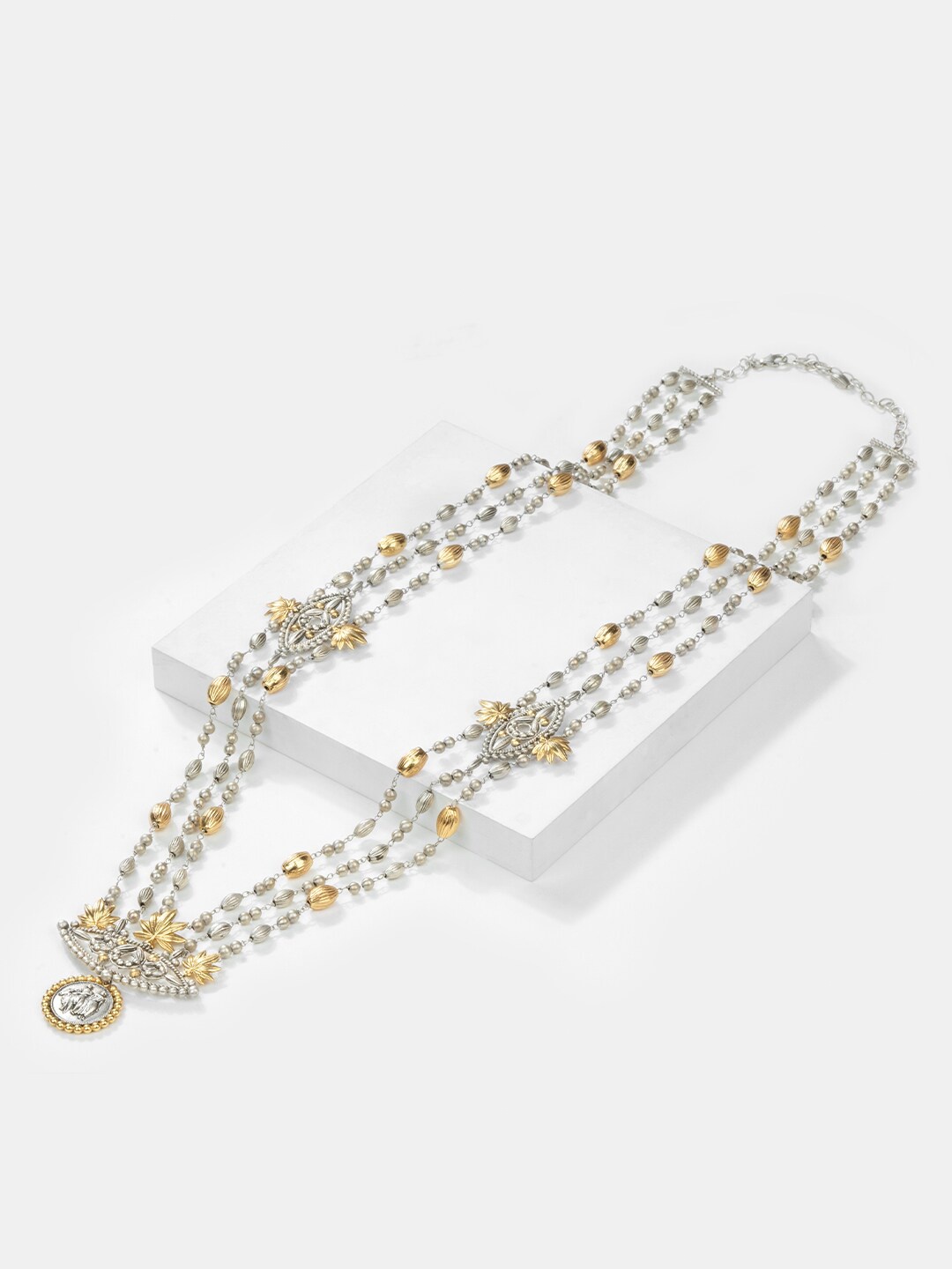 

SHAYA 925 Sterling Silver Gold Plated Beaded Layered Necklace