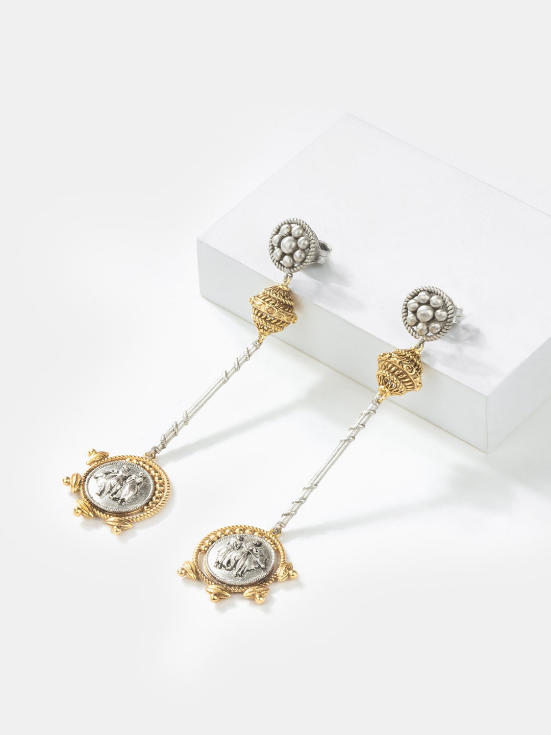 

SHAYA Silver & Gold-Plated Contemporary 925 Sterling Silver Drop Earrings