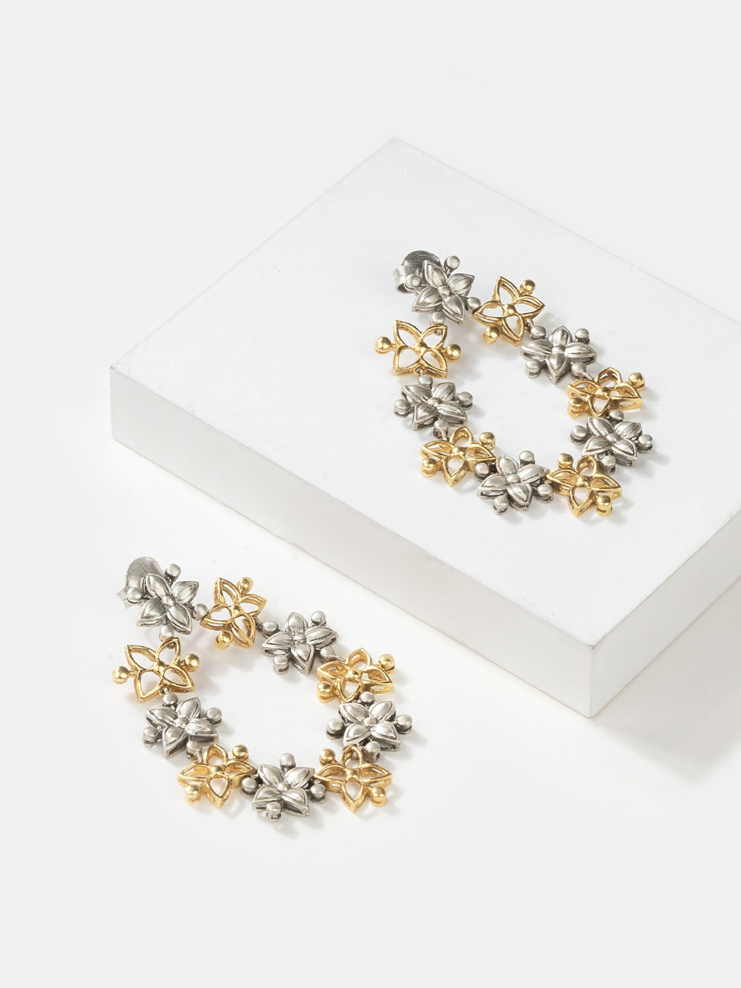 

SHAYA Silver & Gold-Plated Contemporary 925 Sterling Silver Drop Earrings