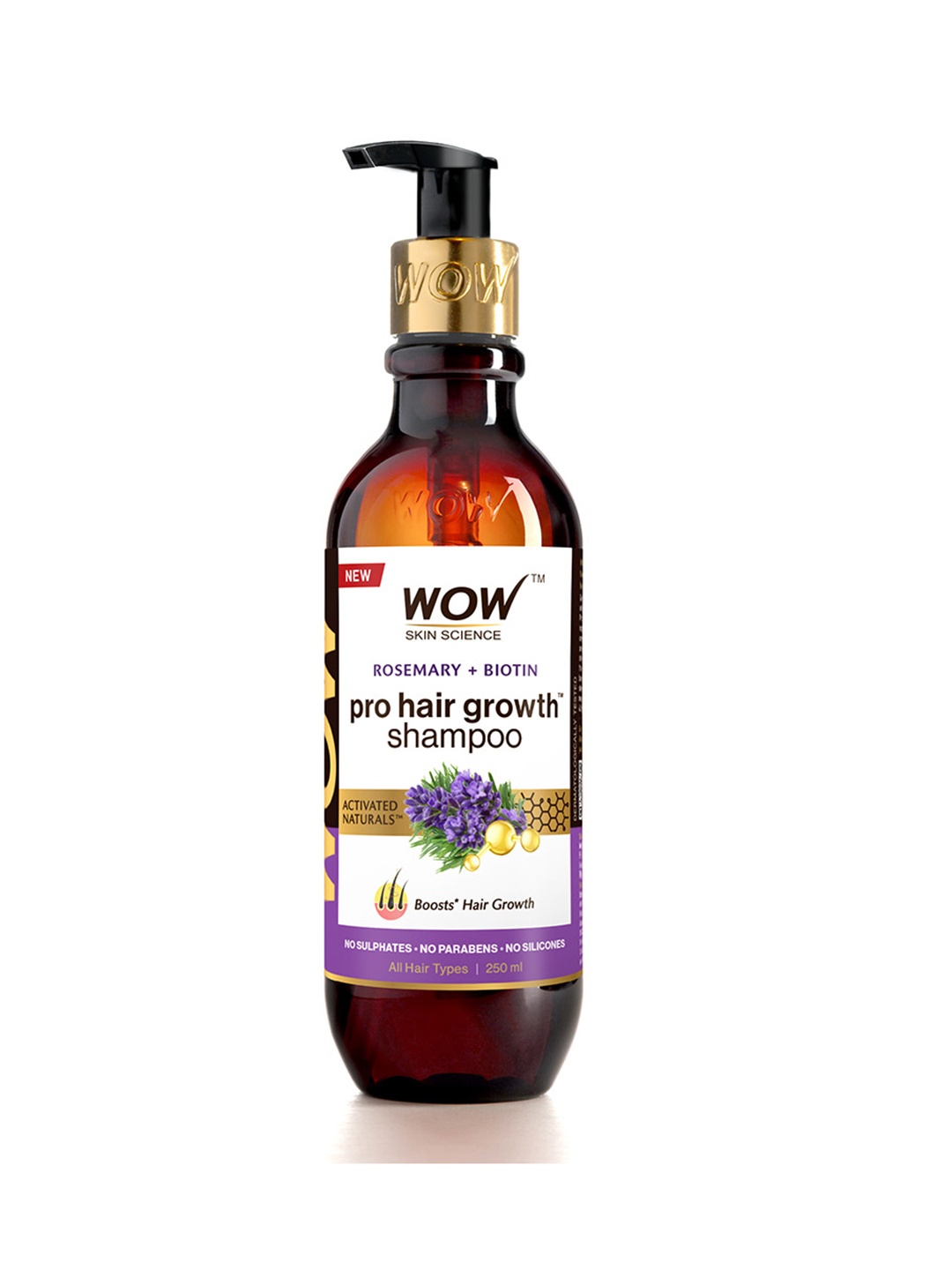 

WOW SKIN SCIENCE Rosemary with Biotin Hair Growth Shampoo with Moringa Extract - 250 ml, Brown