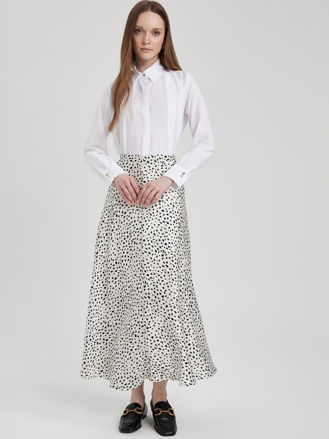 

DeFacto Printed A-Line Maxi Skirt, White