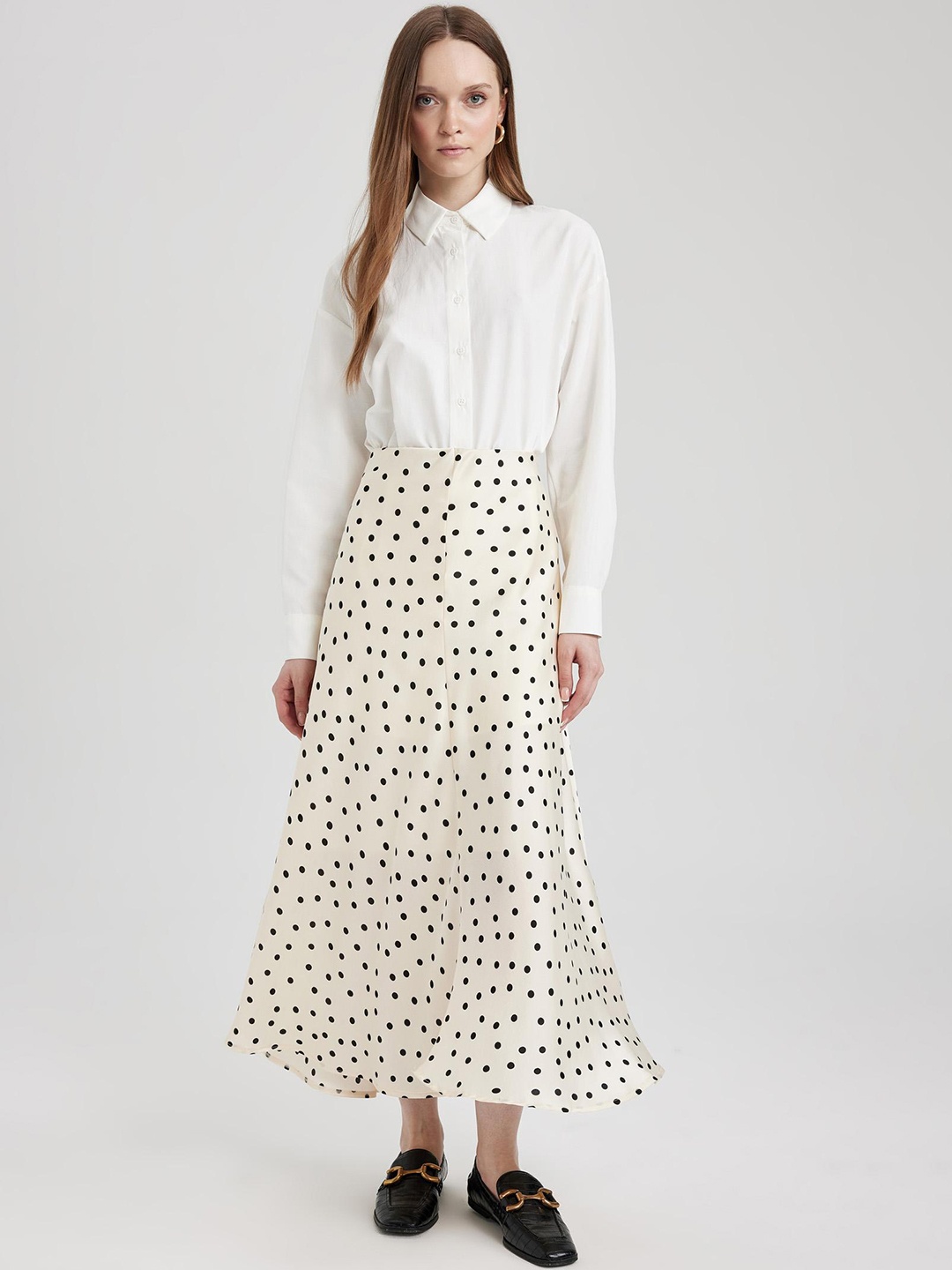 

DeFacto Printed A Line Maxi Skirt, White